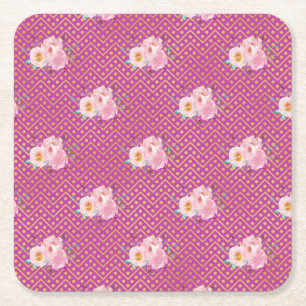 New Home Gift Watercolor Floral Paper Plates Square Paper Coaster