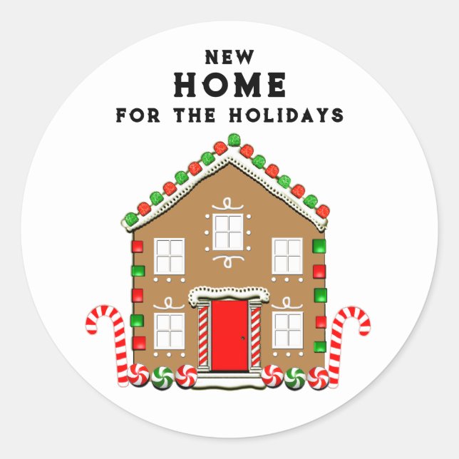 New Home Gingerbread House Classic Round Sticker (Front)