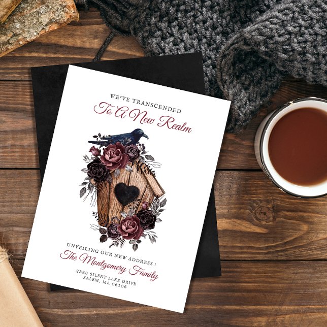 New Home Gothic Floral Moving Announcement Card (Creator Uploaded)