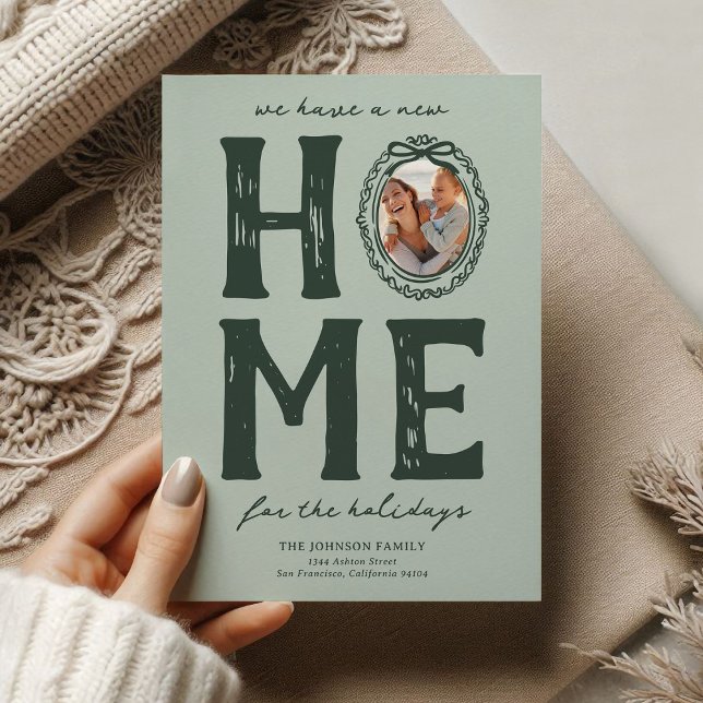 New Home Green Doodle Christmas Holiday Card (Creator Uploaded)