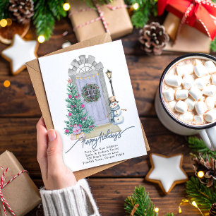 New Home - Happy Holidays Christmas Door Moving  Announcement Postcard