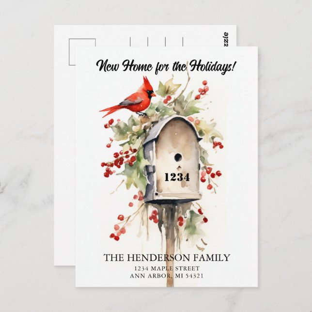 New Home Holiday Moving Announcement Postcard (Front/Back)