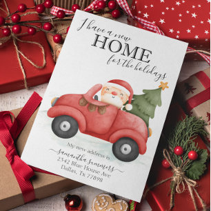 New Home Holiday Moving Announcement Truck Santa