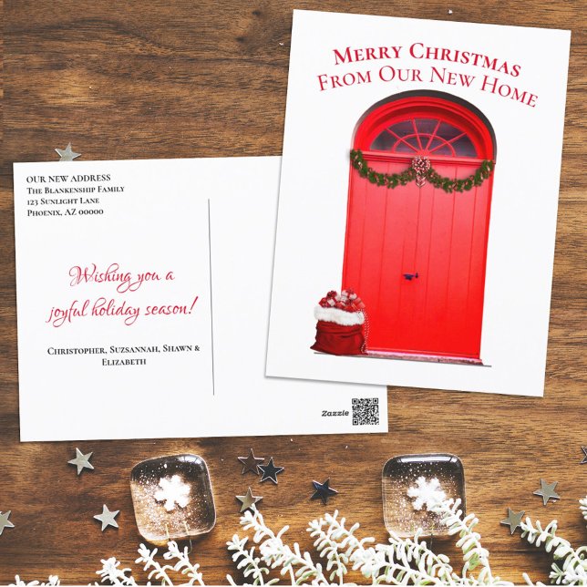 New Home Holiday Red Doors Template Postcard (Creator Uploaded)