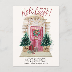 New Home - Holidays Christmas Door Moving  A Announcement Postcard