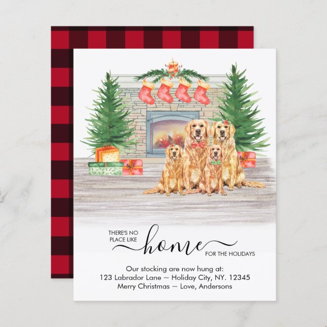 New Home Holidays Golden Retriever Dog Moving Card (Front/Back)