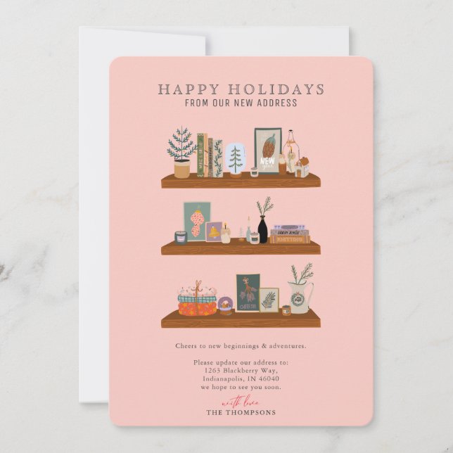 New Home Holidays Shelf Salmon Moving Announcement (Front)