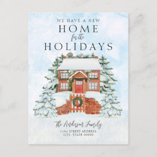 New Home House Christmas Holiday Moving Announcement Postcard