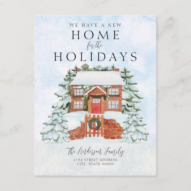New Home House Christmas Holiday Moving Announcement Postcard (Front)