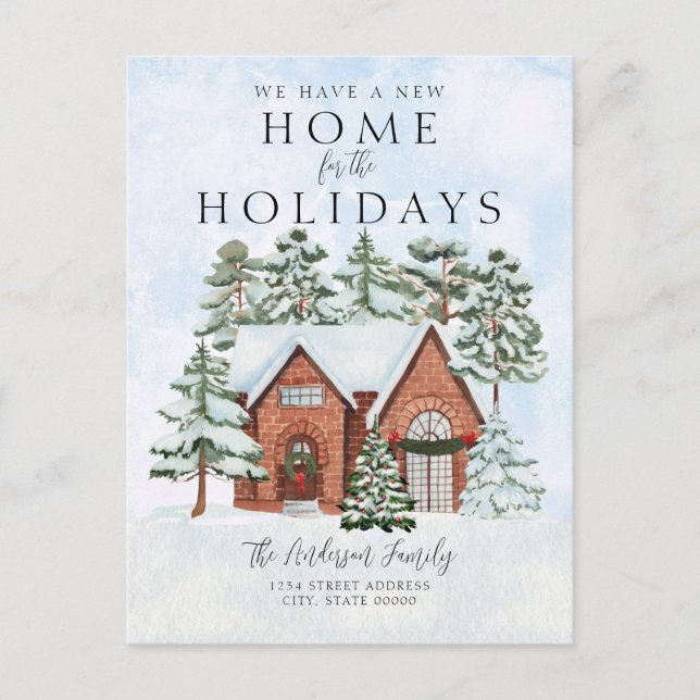 New Home House Christmas Holiday Moving Announcement Postcard (Front)