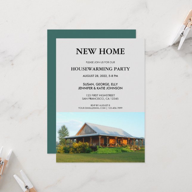 New home house warming party photo invitation (Front/Back In Situ)