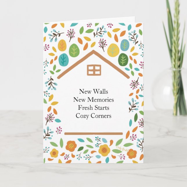 New Home Housewarming Floral Design Card (Front)