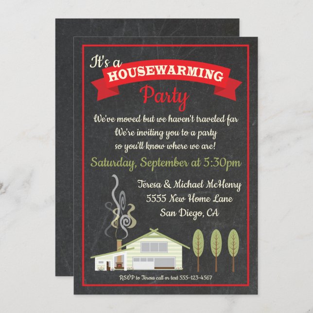 New Home Housewarming Party Invitations (Front/Back)
