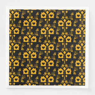New Home Housewarming Yellow On Black Napkin