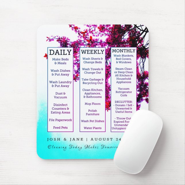 New Home Housework Cleaning Schedule Marriage Date Mouse Pad (With Mouse)
