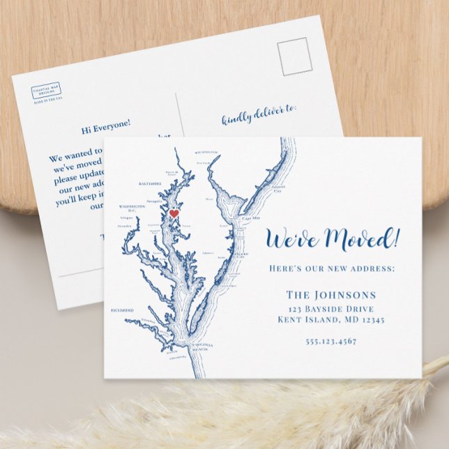 New Home Kent Island MD Map Moving Announcement Postcard (Kent Island MD Stevensville moving announcement change of address postcard from Coastal Map Designs)