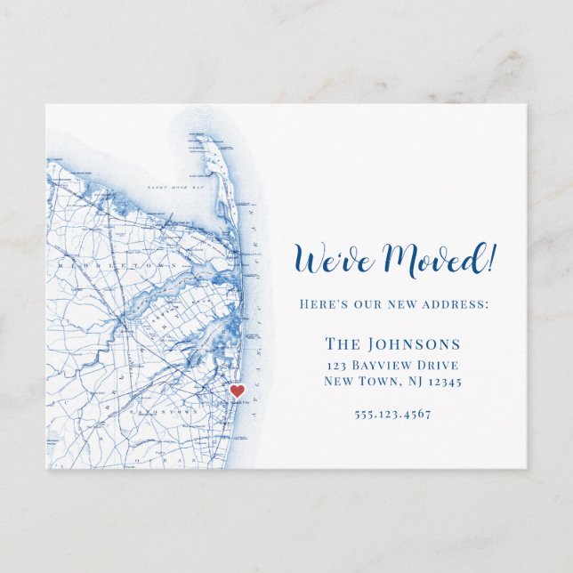 New Home Long Branch New Jersey Map Moving Announcement Postcard (Front)