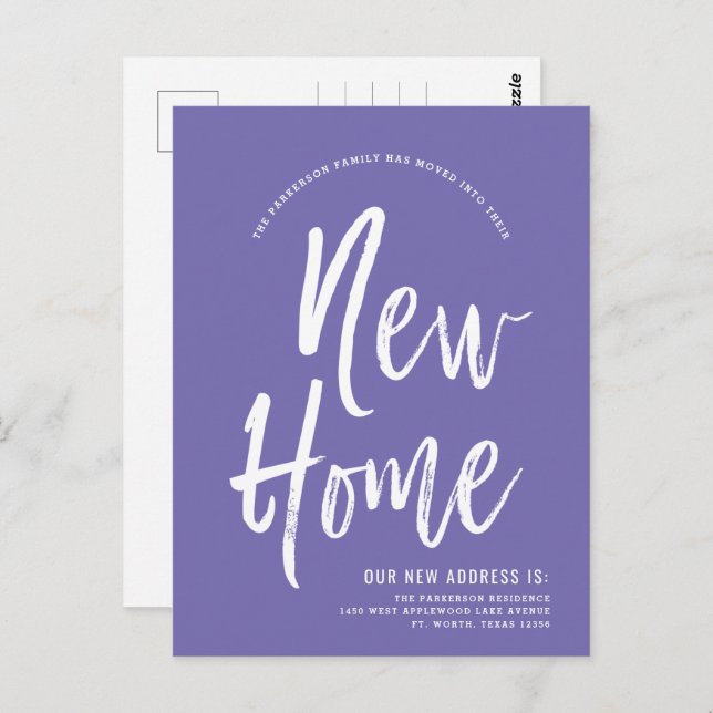 New Home | Minimal Lavender | New Address Postcard (Front/Back)
