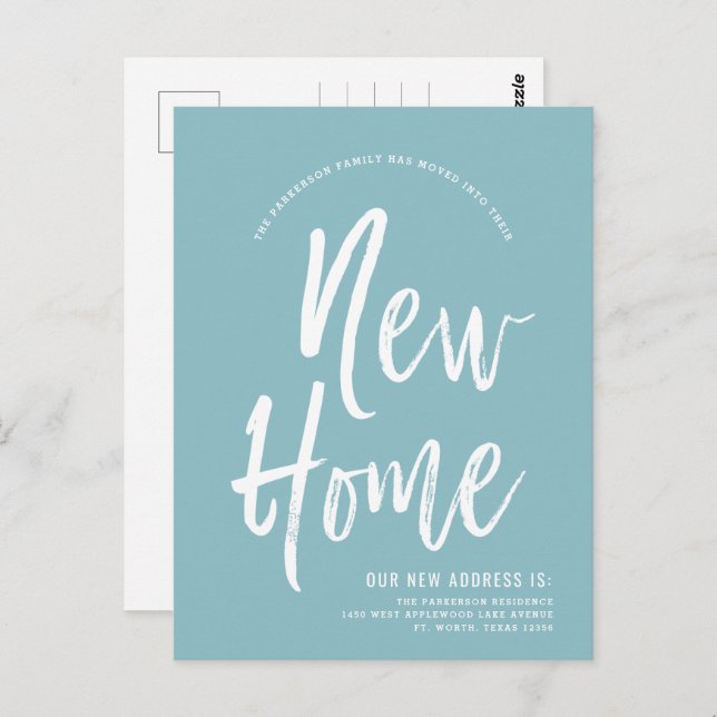 New Home | Minimal Robin Egg Blue | New Address Postcard (Front/Back)