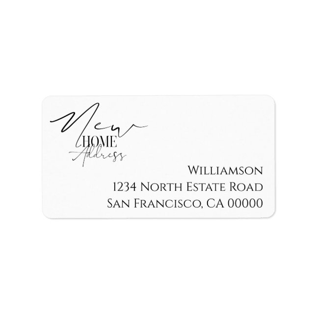 New Home Modern Black White New Address Label (Front)