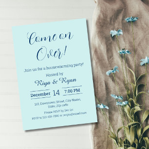 New Home Modern Elegant Aqua Housewarming Party Invitation