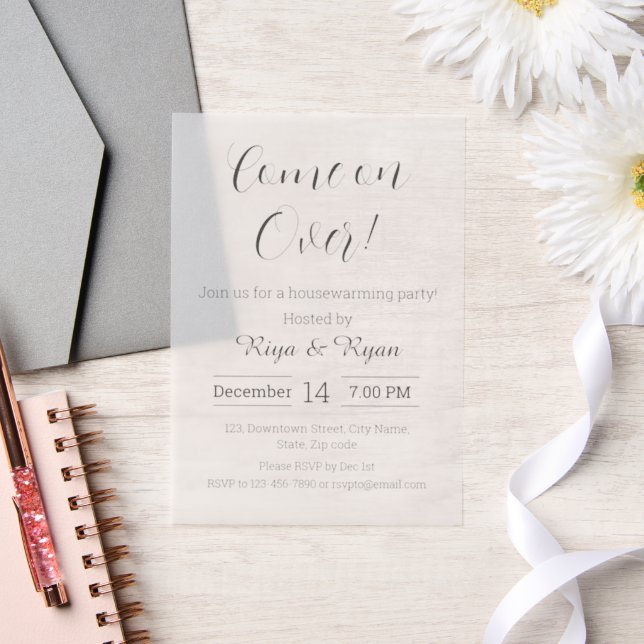 New Home Modern Elegant Blush Housewarming Party  Vellum Invitations (Wedding)