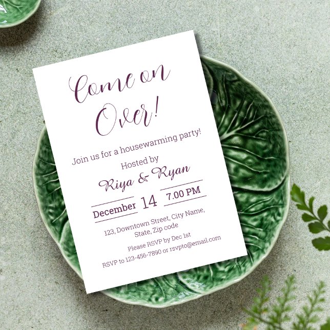 New Home Modern Elegant Purple Housewarming  Invitation (funny housewarming invitation for new home housewarming party modern elegant purple open house)