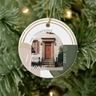 New Home Modern Geometric Arch Photo Ceramic Ornament