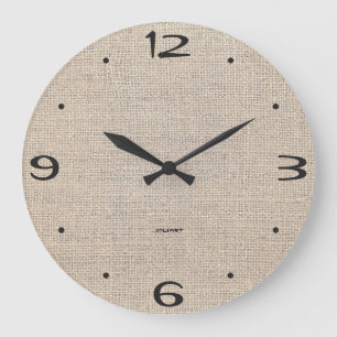 New Home Modern Wall Timepiece Gunny Sack Burlap Large Clock