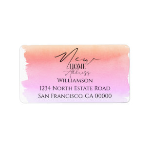 New Home Modern Watercolor New Address Label