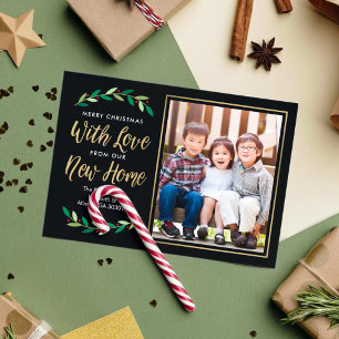 New Home Moving Announcement Holiday Photo Card