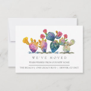 New Home Moving Announcement Watercolor Cactus