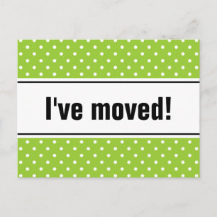 New home moving postcards apple green polkadots