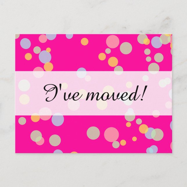 New home moving postcards | colourful confetti dot (Front)