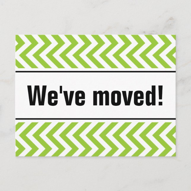 New home moving postcards | green zigzag stripes (Front)