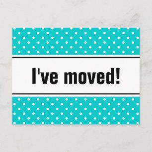 New home moving postcards   turquoise polkadots
