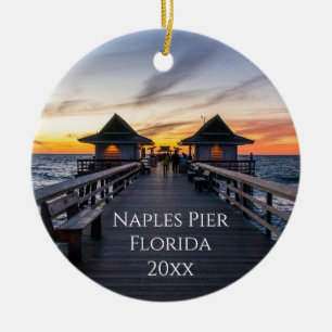 New Home Naples Pier Florida Sunset Photo Ceramic Ornament