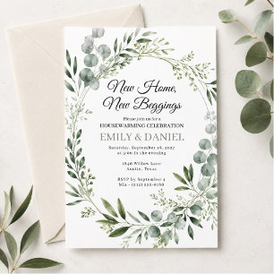New Home New Beginnings Eucalyptus Housewarming Invitation