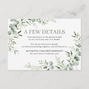 New Home New Beginnings Eucalyptus Registry Enclosure Card