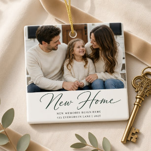 New Home New Memories Personalized Family Photo Ceramic Ornament