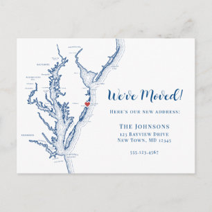 New Home Ocean City Maryland Map Moving Announcement Postcard