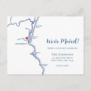 New Home Ogunquit Maine Map Moving Announcement Postcard