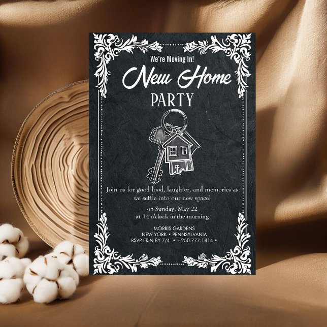 New Home Party Invitation Elegant Chalkboard Hou (Creator Uploaded)