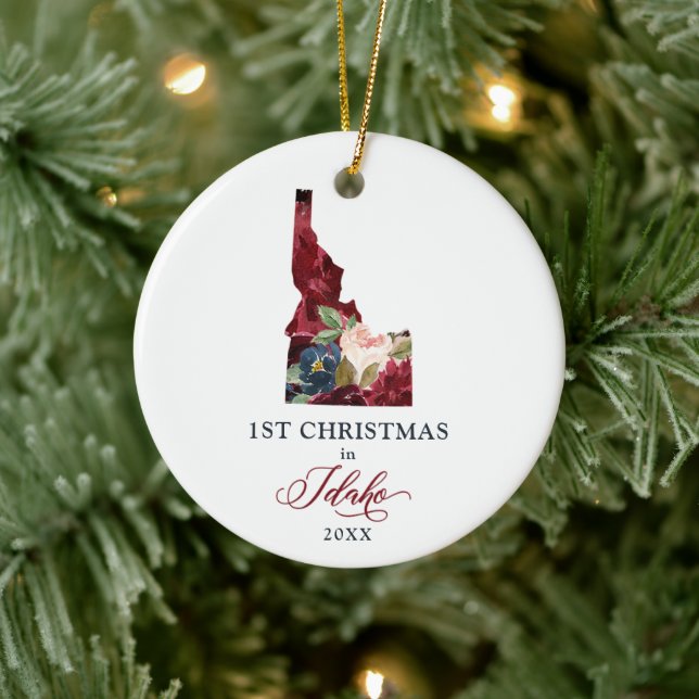 New Home Personalised 1st Christmas in Idaho State Ceramic Ornament (Tree)