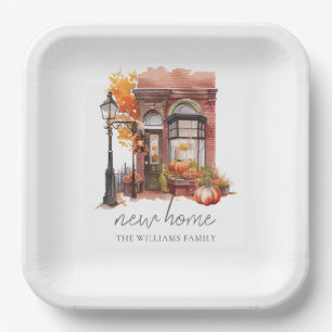 New Home Personalised Autumn Front Door Paper Plate