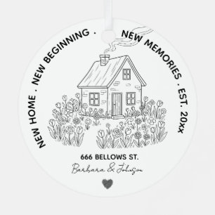 New Home Personalized Family Address & Year Metal Tree Decoration