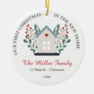 New Home Photo on back keepsake Christmas  Ceramic Ornament