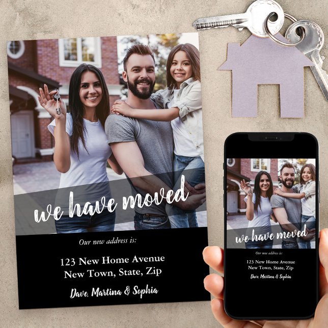 New Home Photo We've Moved Brush Script Overlay Announcement (Creator Uploaded)