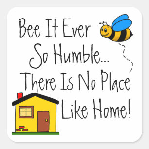 New Home Real Estate Bee Square Sticker