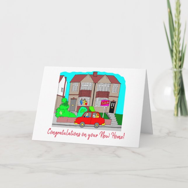 New Home Red Car Congratulations Card (Front)
